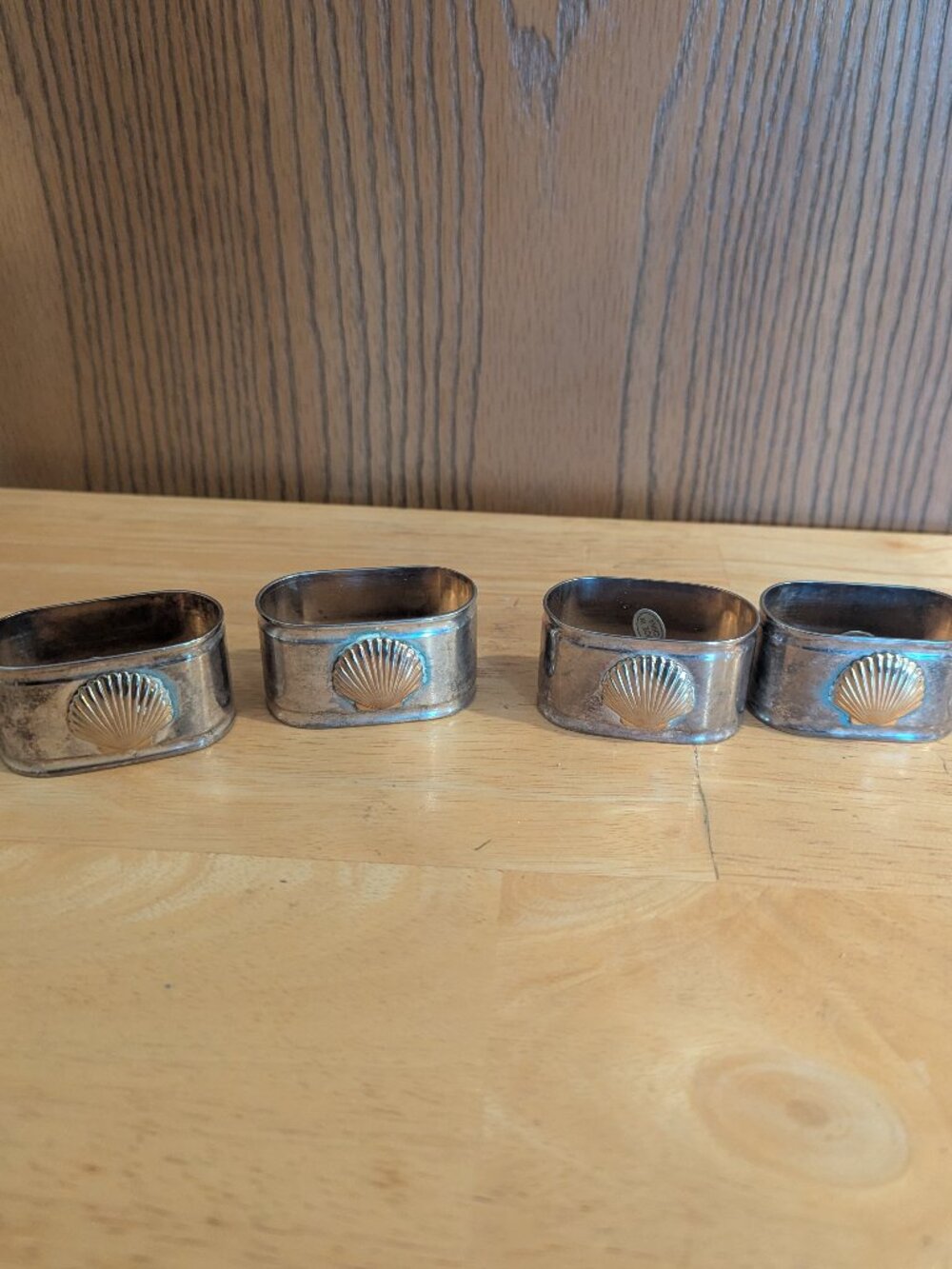 VTG Silverplated and Brass Seashell Design Napkin Rings Nautical-Set of 4